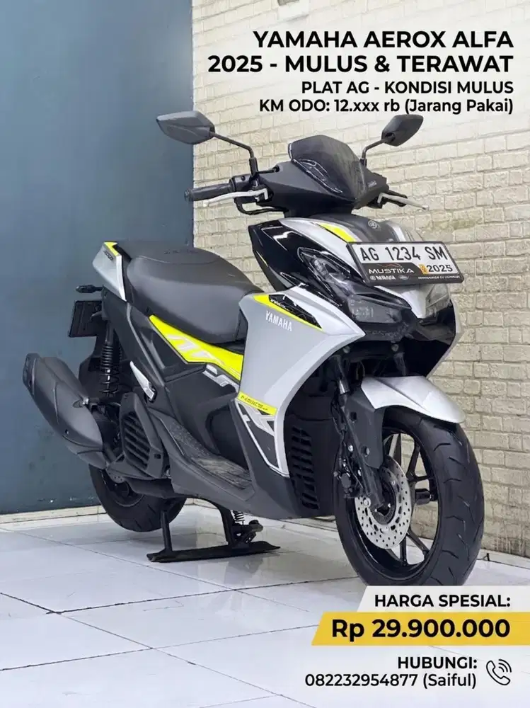 Perfect Condition!!Yamaha Aerox Alfa 155cc 2025 Plat AG Mulus-Mustika