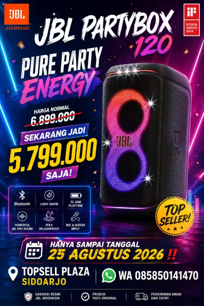 SPEAKER 
JBL PARTYBOX 320 ‼️
BARU, ORIGINAL, GARANSI‼️
CICILAN BISA ‼️