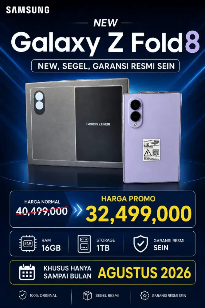SAMSUNG Z FOLD 8, (1 TB)‼️ BARU, ORIGINAL, RESMI SEIN‼️ BISA KREDIT ‼️