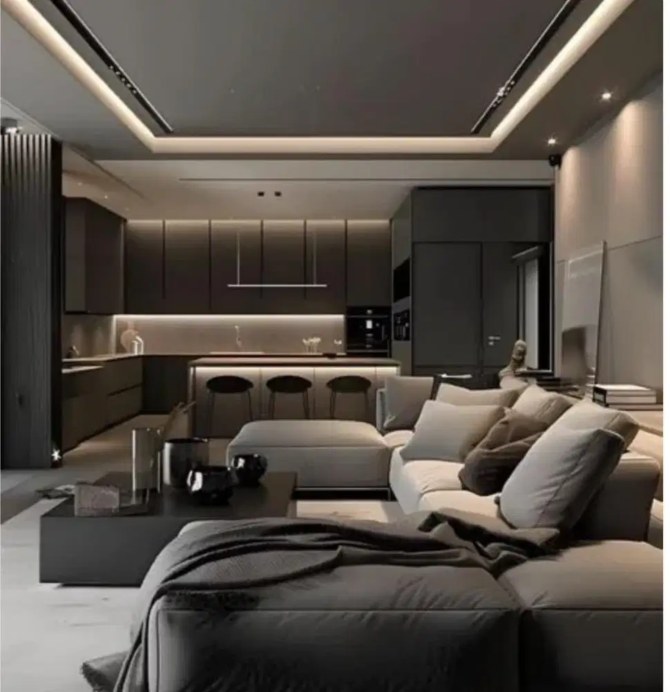 interior desain kitchen set kamar set wardrobe lemari backdrop tv