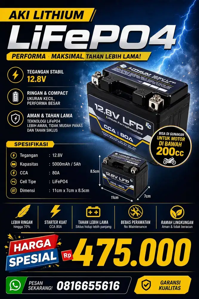 Aki Lithium LiFePO4 12.8V 5Ah