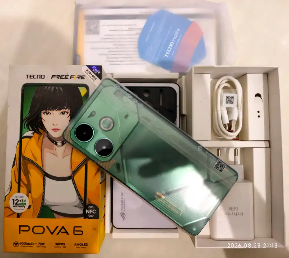 Tecno Pova 6 NFC 8/256 Gb Mulus 97% Fullset Ori ex resmi bisa TT/BT