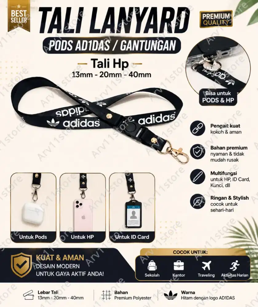 Tali Lanyard Pods Adidas / Tali HP – Praktis, Stylish & Multifungsi!