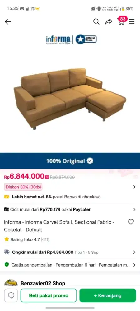 Di jual sofa Bru 1 bulan pakai