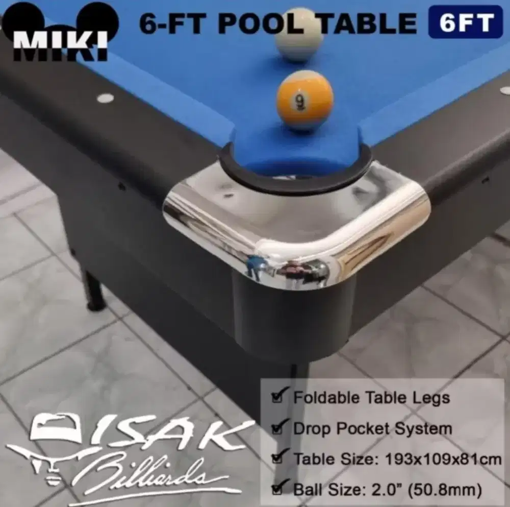 Dijual meja billiard 6ft merk MIKI