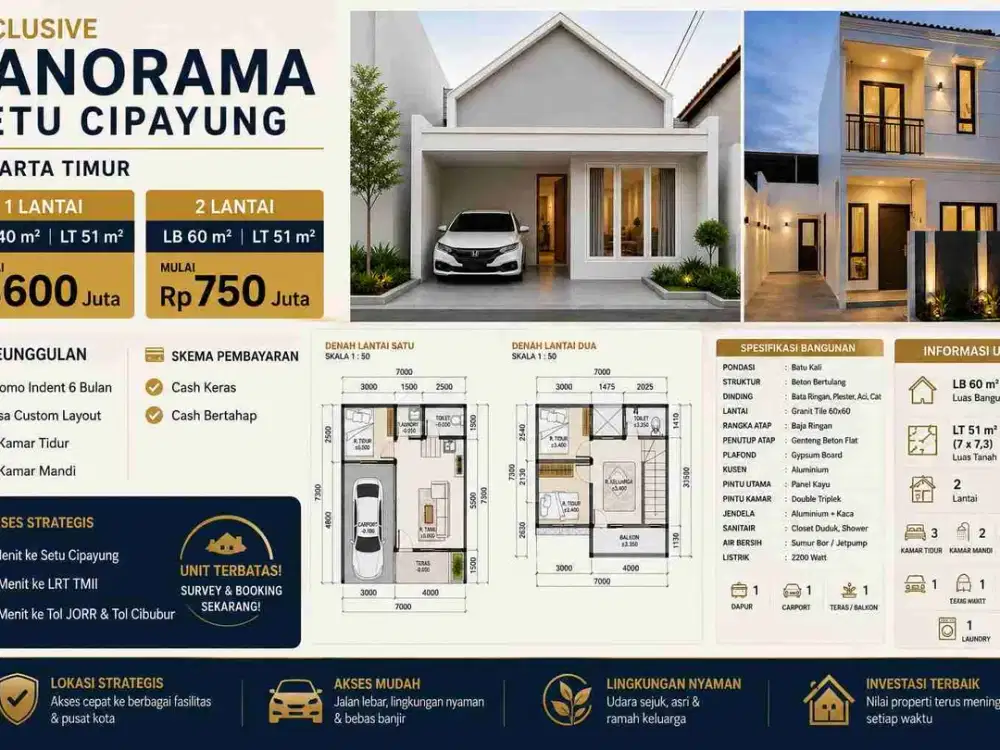 rumah di jual murah bagus dengan akses dua mobil di cipayung jakarta timur