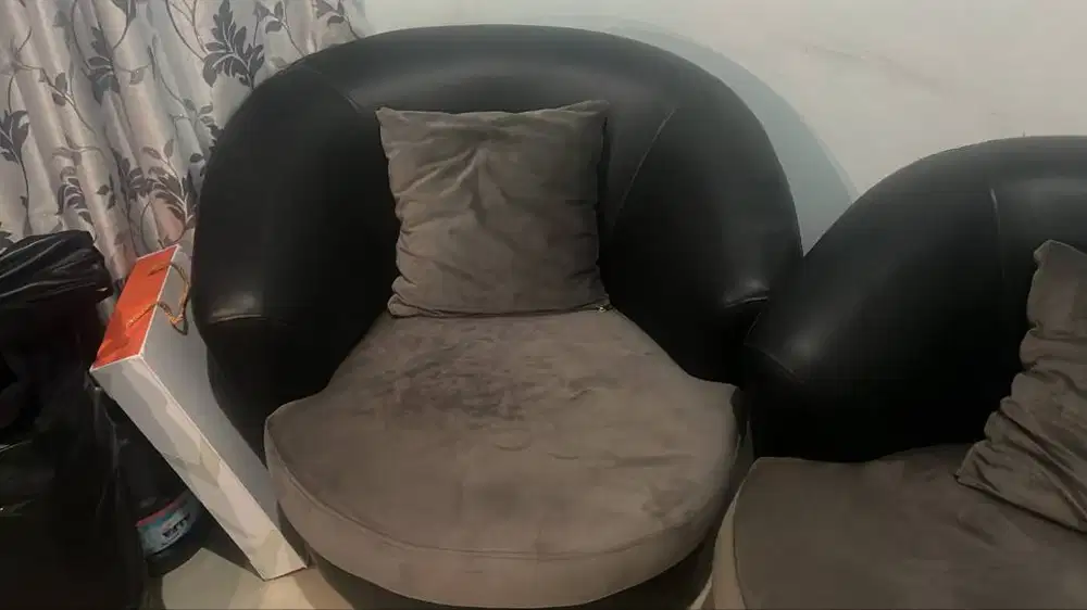 Set Sofa Kursi Tamu 3-2-1 Black Grey – Kondisi Bekas Terawat