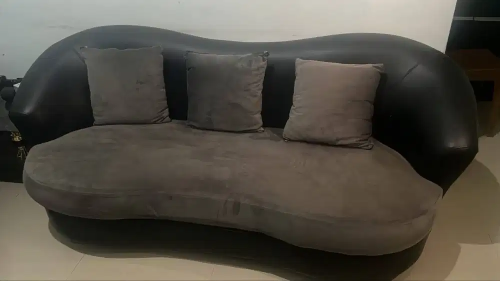 Set Sofa Kursi Tamu 3-2-1 Black Grey – Kondisi Bekas Terawat