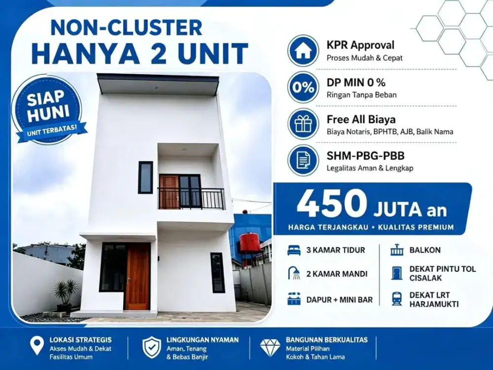 Hunian Baru Siap Huni Non Cluster Free Biaya - Akses Cepat ke Tol Cisalak Depok