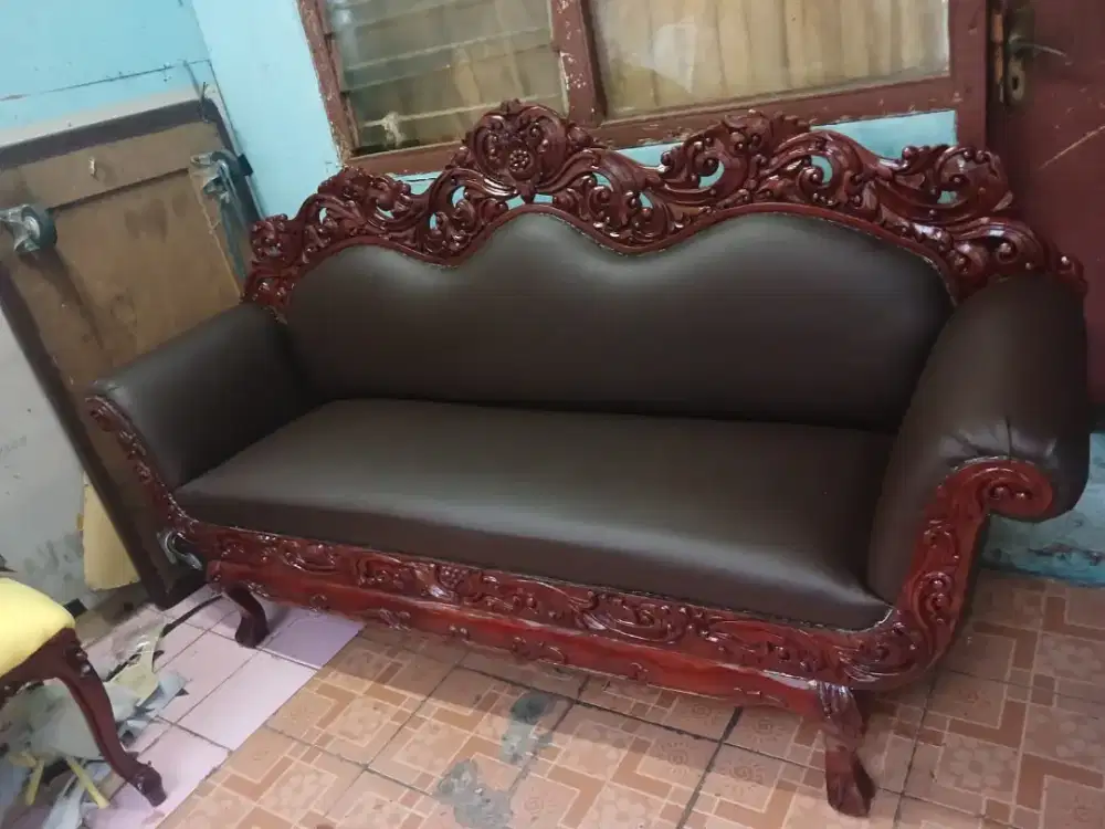 Kursi tamu vintage kayu jati tua jepara ukir restorasi