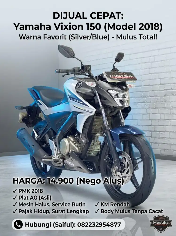 Perfect Condition!!Yamaha New Vixion 2018 Plat AG Mulus-Mustika Saiful
