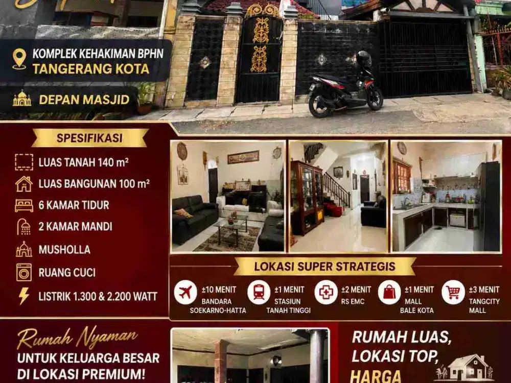 RUMAH LUAS DI TANGERANG KOTA, DEKAT BANDARA DAN STASIUN, HARGA CUMA Rp1,5 M NEGO SAMPAI JADI
