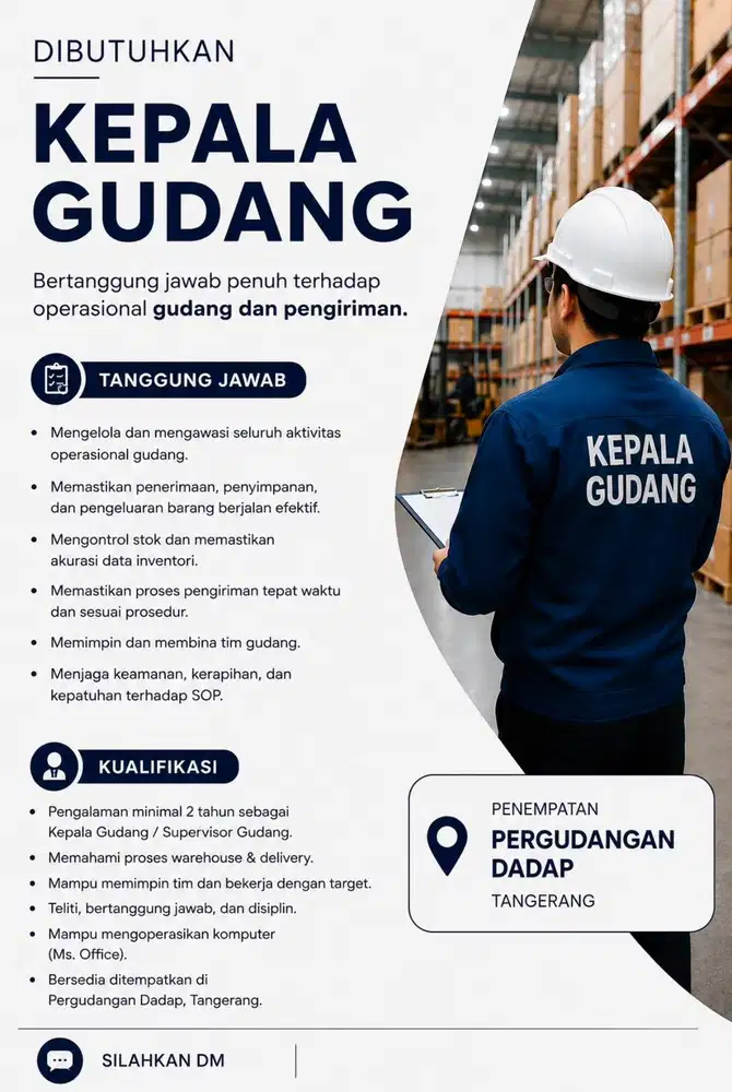 DIBUTUHKAN KEPALA GUDANG