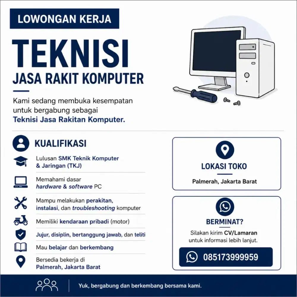 TEKNISI JASA RAKIT KOMPUTER JAKARTA BARAT