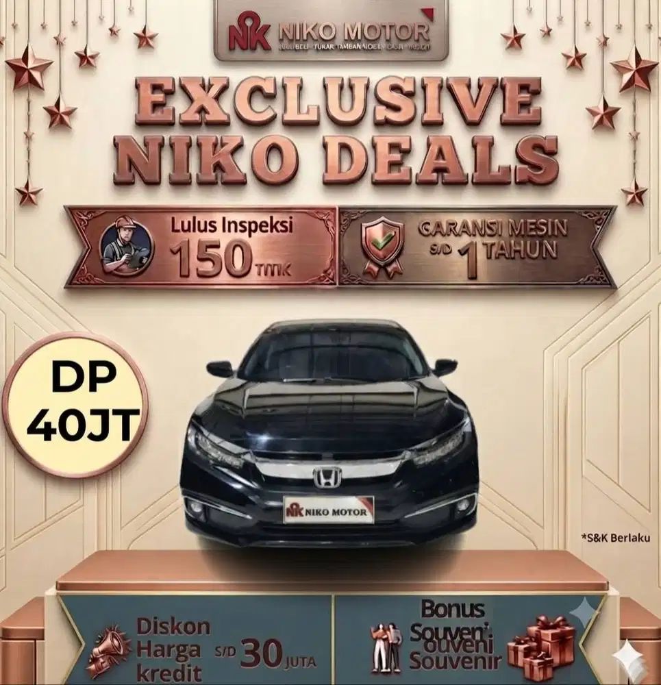 (ANTIK KM19RB) CIVIC TURBO ES SEDAN 2019 AT: CIVIC RS|2017|2018|2020