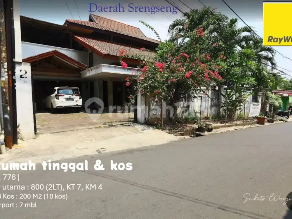 HARGA TURUN ! Beli Rumah Dgn Pasive Income Kos Disamping, Lt:775,Lb: 1000M2, dan 10 Kmr Kos, Daerah Srengseng, Jak-Bar