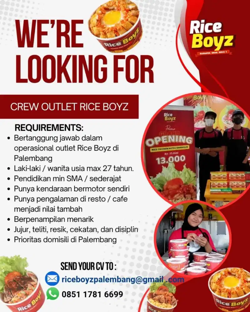 Lowongan Pekerjaan Penjaga Toko Makanan RiceBowl