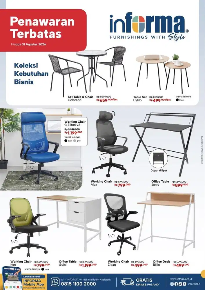 Meja kursi kantor / meja kursi belajar