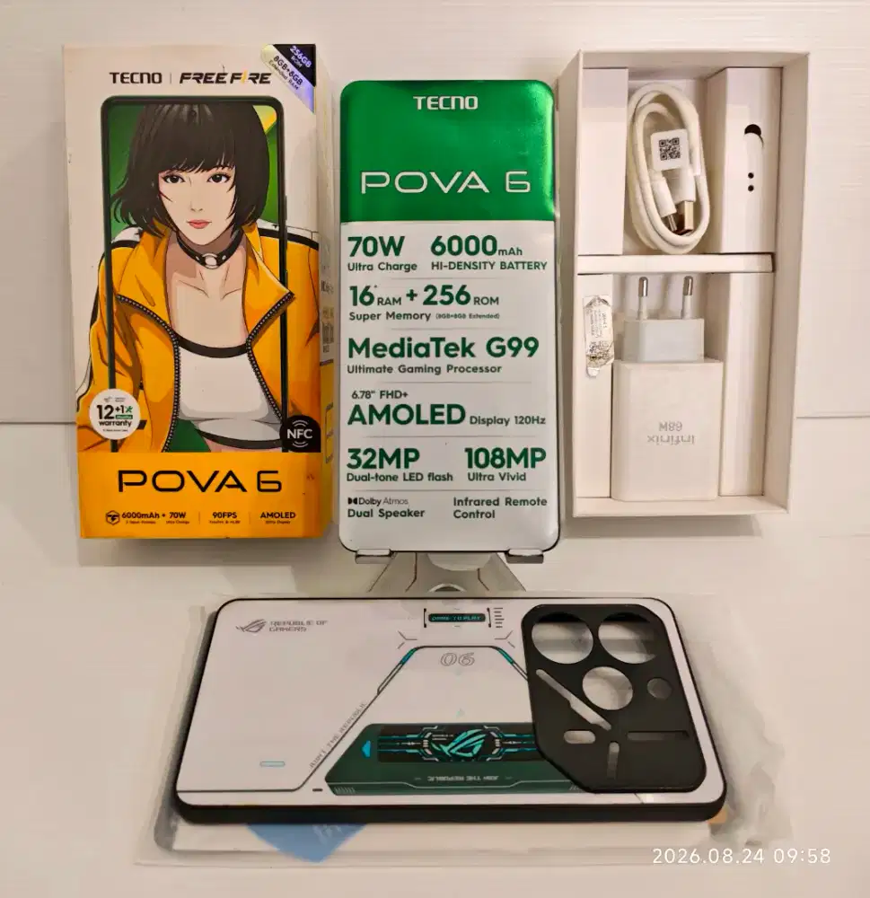 Tecno Pova 6 NFC 8/256 Gb Mulus 97% Fullset Ori ex resmi bisa TT/BT