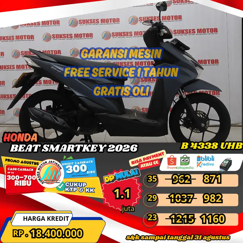 BEAT DLX SMARTKEY 2026 BISA PAYMENTSPYLATER KREDIVO & CC (SUKSESMOTOR)
