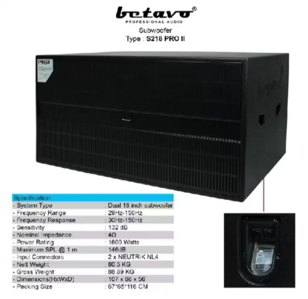 Subwoofer pasif 2x18 inch Betavo s218 pro II Original 4800 Watt