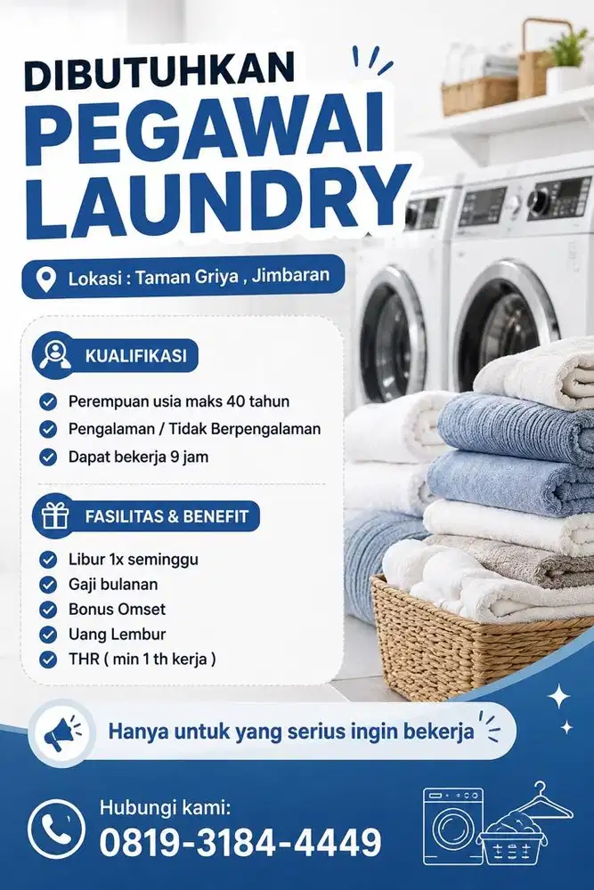Loker pegawai laundry  Taman - Griya Jimbaran
