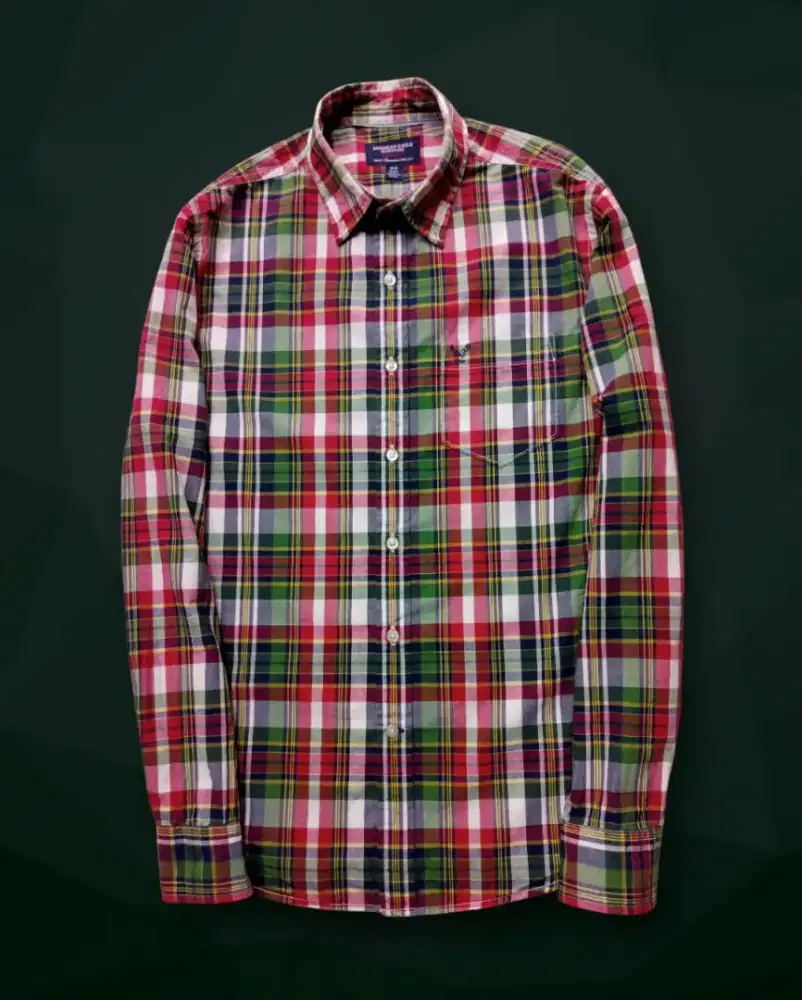 KEMEJA PANJANG AMERICAN EAGLES MOTIF SALUR, SIZE: L(LD110,P74)