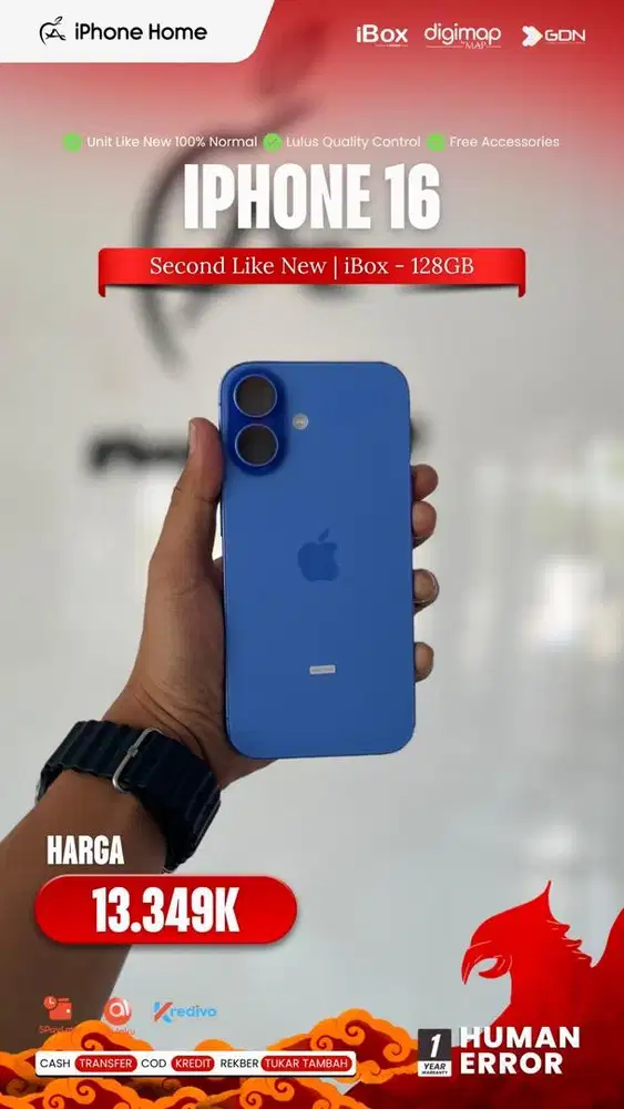 iPhone 16 Basic 128Gb Blue iBox