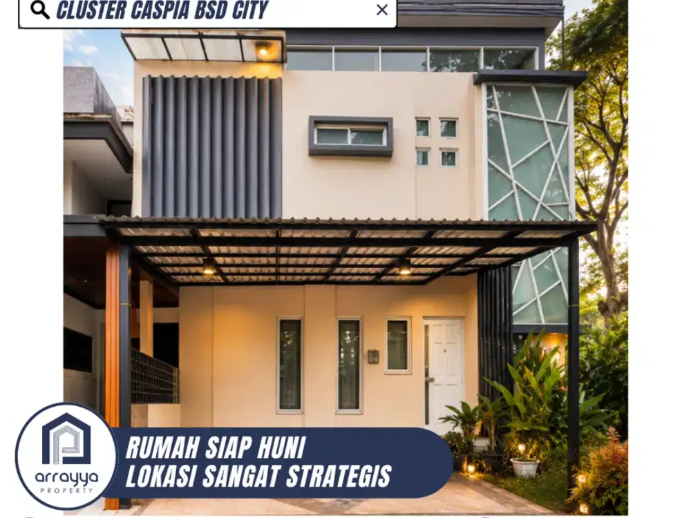 DIJUAL RUMAH MODERN PREMIUM SIAP HUNI LINGKUNGAN ASRI DI CASPIA BSD (ENB387)