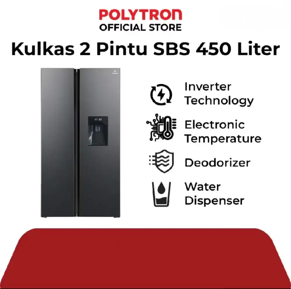 KULKAS 2 PINTU POLYTRON SIDE BY SIDE NEW BELLEZA INVERTER PRS 480X