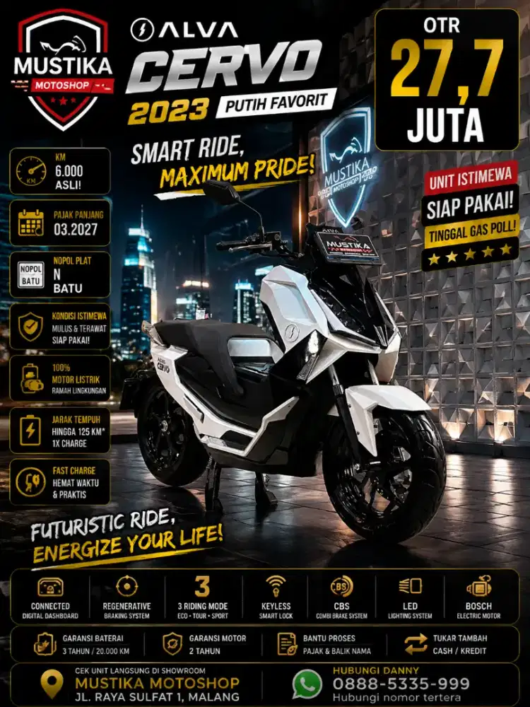 Km 6rb‼️Alva Cervo 2023. N Batu. DANNY Mustika Motor Sulfat