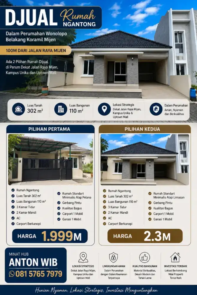 DIJUAL BISA PILIH TYPE ADA 2 MURAH CEPAT SEGERA VIEW LOK STRATEGIS