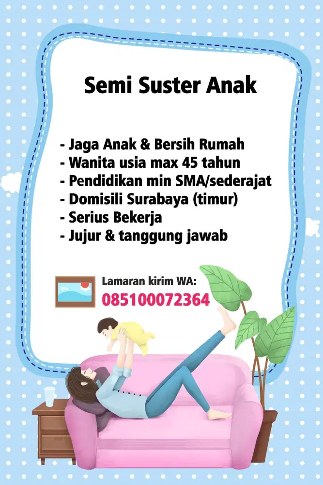 Penjaga Anak dan Bersih Rumah Tidak Menginap