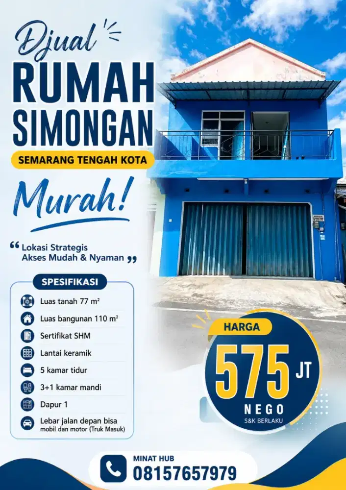 DIJUAL RUMAH SIMONGAN MURAH CEPAT SEGERA