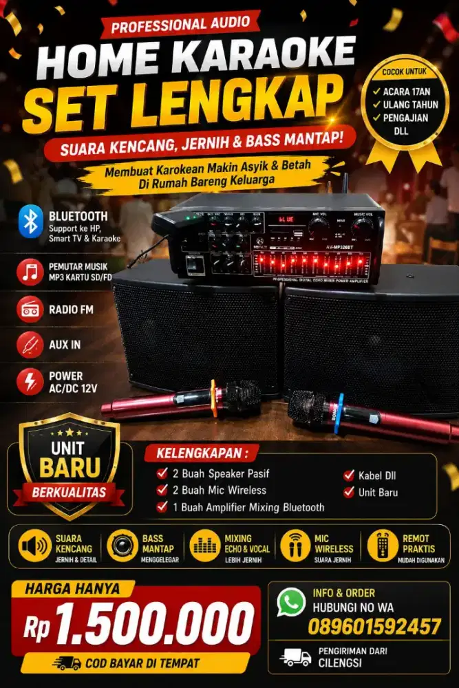 Paket lengkap Home karaoke wireless