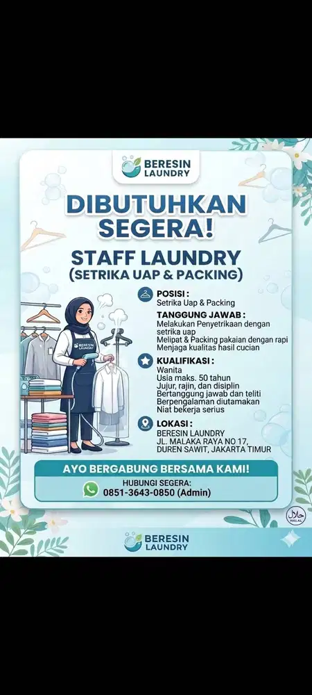 Lowongan karyawan laundry
