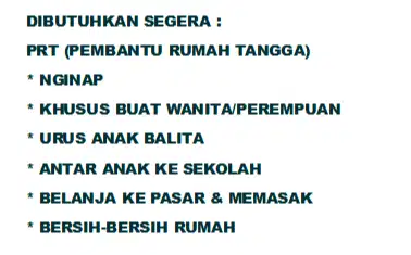 PRT/ART (Pembantu/Asistent Rumah Tangga)