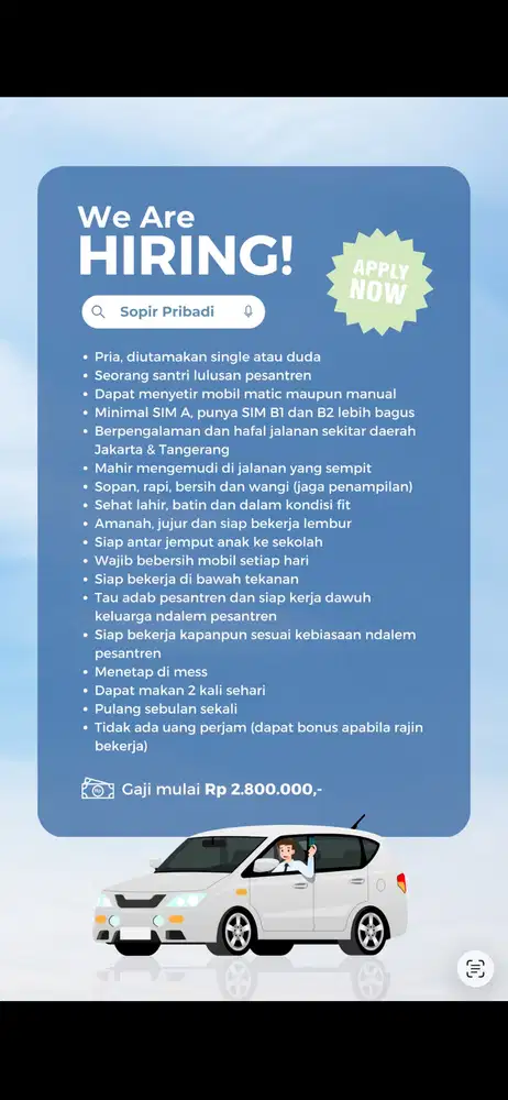 Mencari driver sopir pribadi