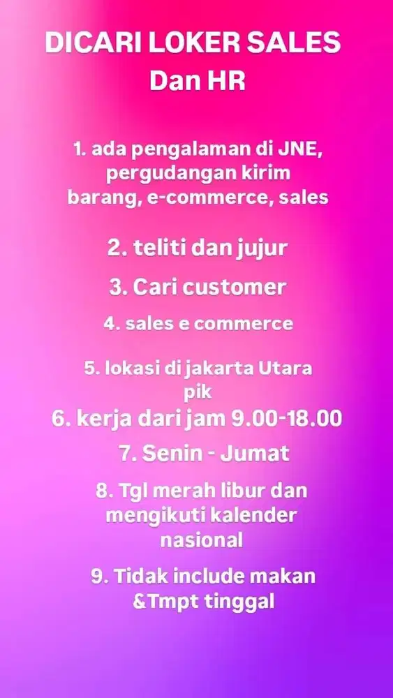 DICARI LOKER HR,SALES,LOGISTIC
