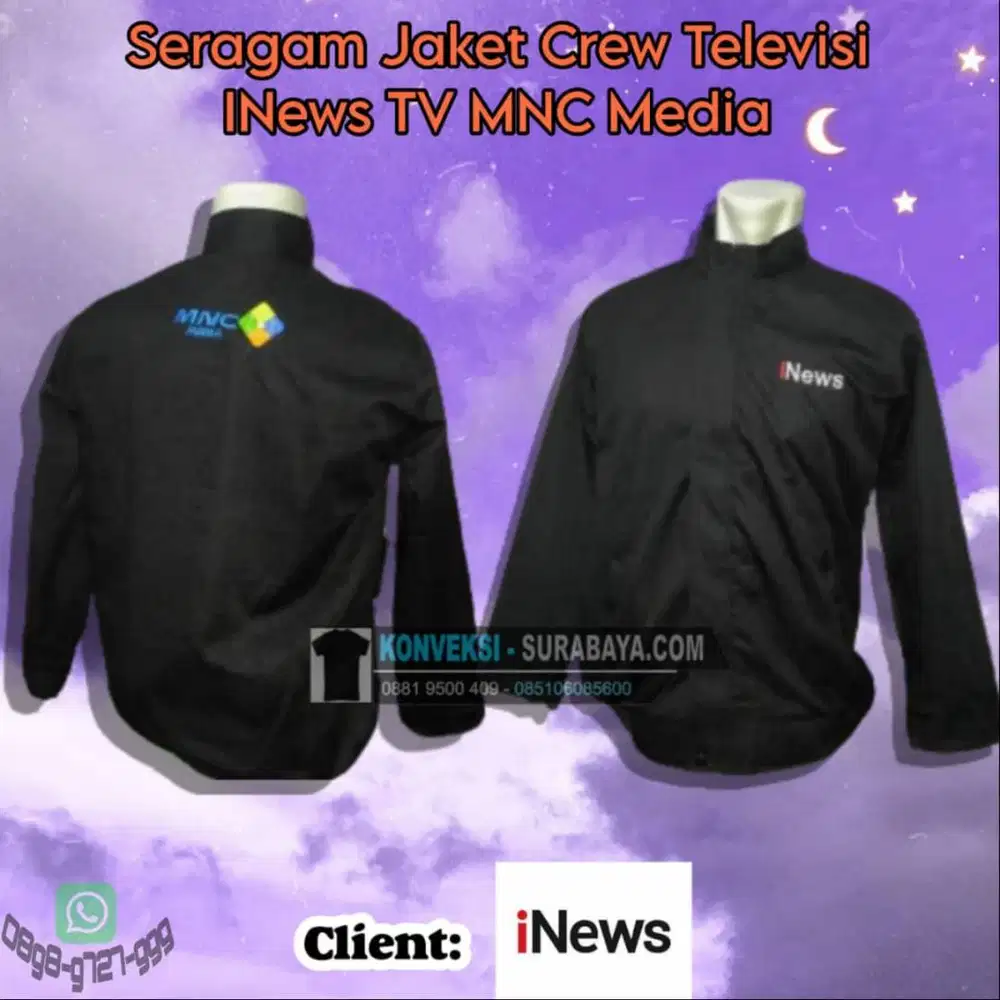 Bikin Jaket Crew TV Surabaya Murah - Bisa Custom Bordir Sesuai Selera
