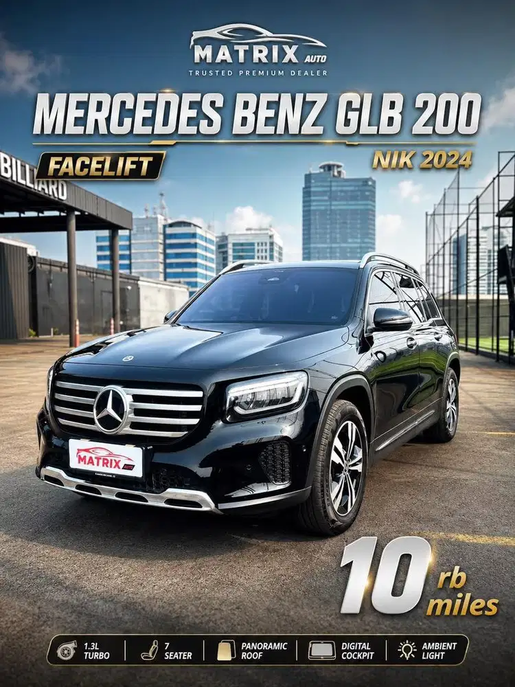 Mercy Glb200 Facelift Nik 2024 Black on black Siap pakai