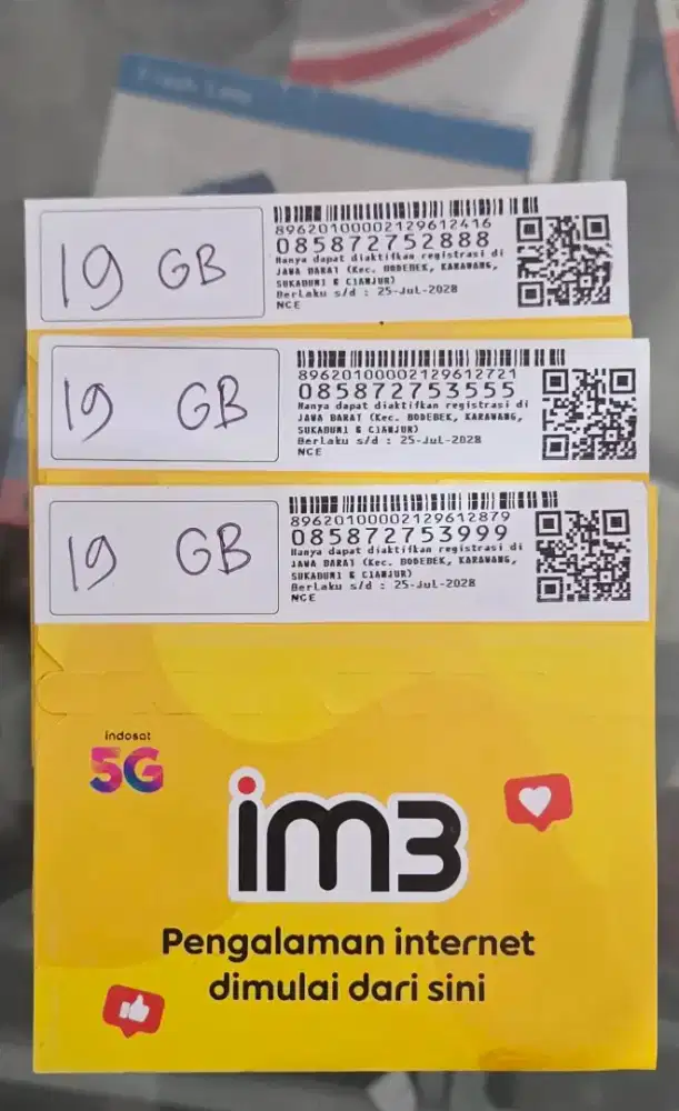 perdana indosat ooredoo triple jarang ada 888,999,555 kuota 19gb segel