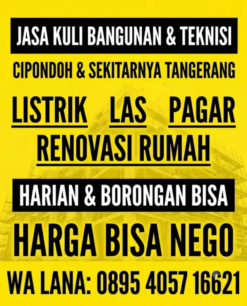 JAsa Kuli banguna harian atau borongan