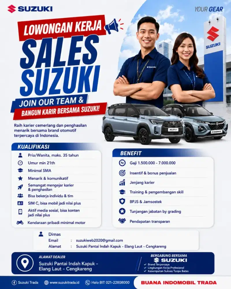 Lowongan Sales Suzuki ATPM Pusat Jakarta Barat