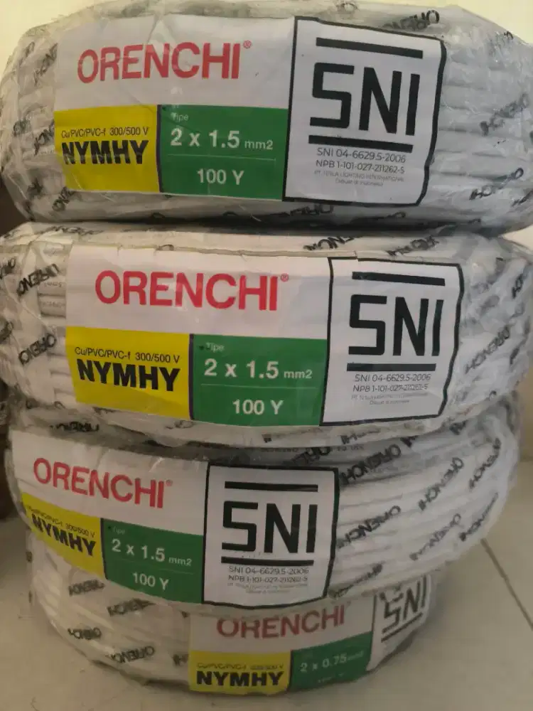 Kabel NYMHY (serabut) 2x1,5 dan 2x0,75 100yard sekitar 90meter