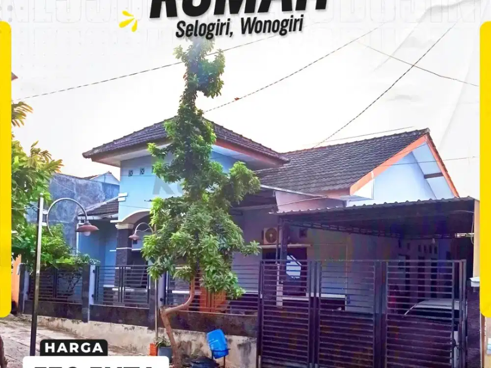 Rumah Minimalis LT 166m² LB 100m² Hadap Selatan 3 KT 1 KM Listrik 1300W Air Sumur+PDAM di Kaliancar Selogiri Wonogiri (Gerbang Masuk Wonogiri / Dekat