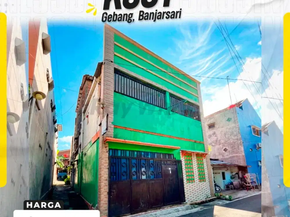 Rumah Kost Investment Grade 3 Lantai LT 100m² LB 180m² Hadap Selatan 13 KT 9 KM (5 KT KM Dalam + 8 KT KM Luar) Listrik 1300+900W Air PDAM di Gebang Ba