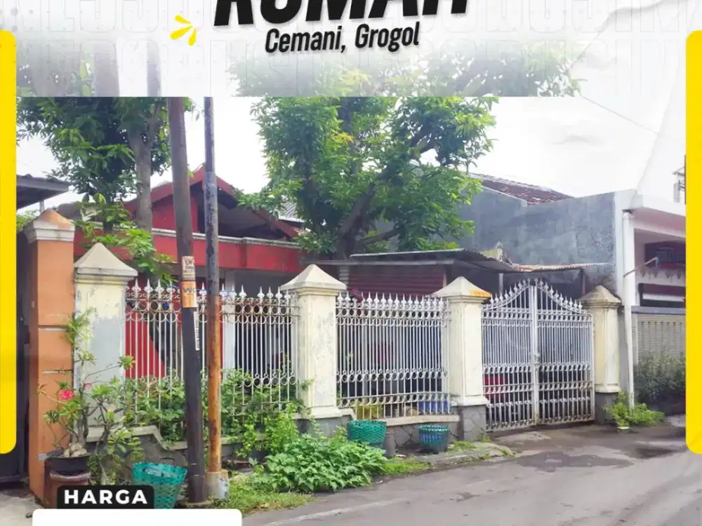 Rumah Luas LT 200m² LB 250m² LD 9m 4 KT 2 KM Listrik 1300W Air PDAM di Banaran Cemani Grogol Sukoharjo (Dekat Batik Keris, Kampus UMS & Solo Baru)