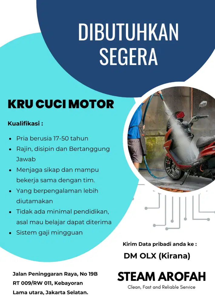 DIBUTUHKAN SEGERA KRU CUCI STEAM MOTOR