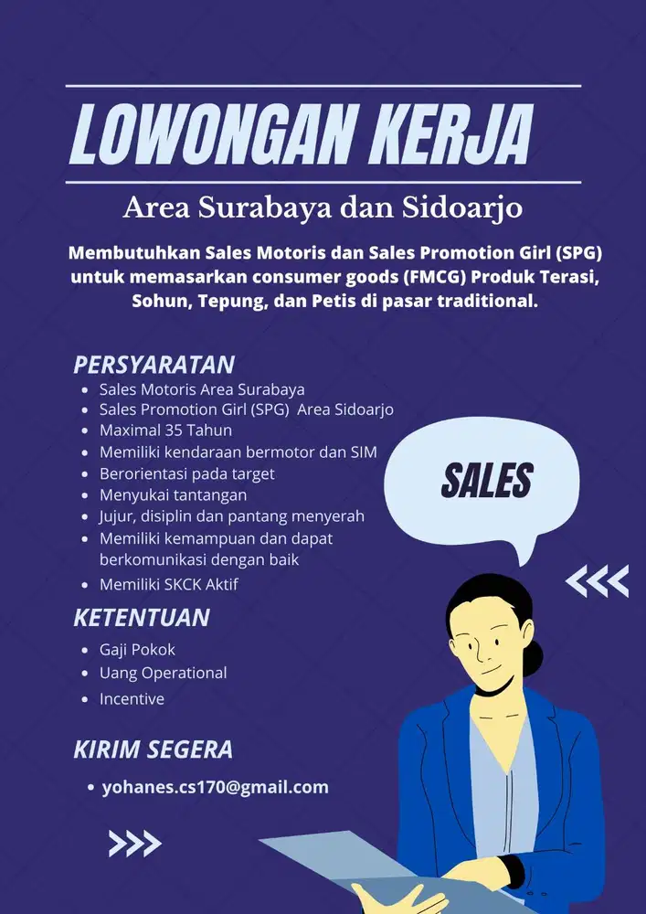 Lowongan Sales Promotion Girl (SPG) Dan Sales Motoris